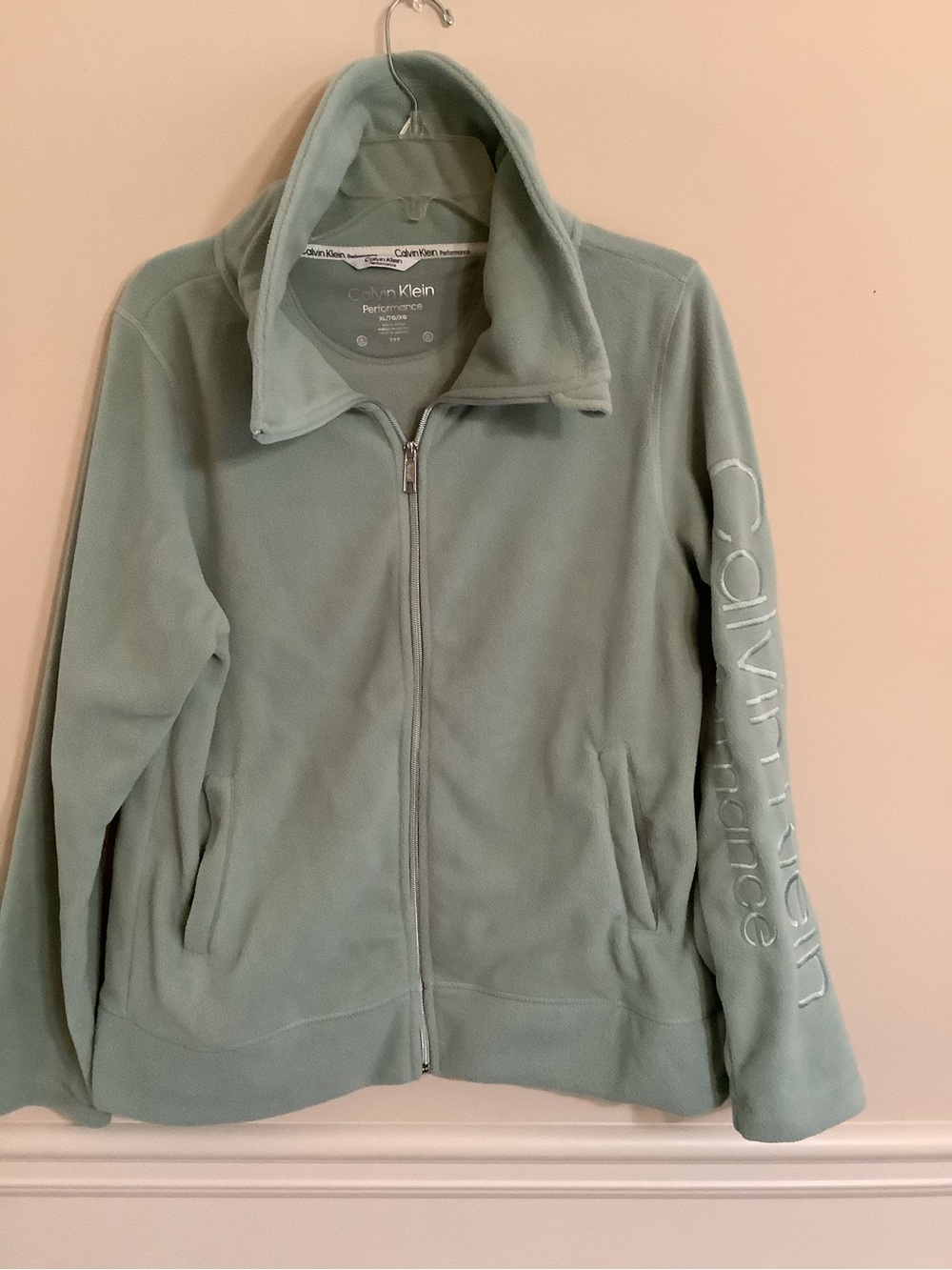 Calvin Klein Light Sage Fleece Full-Zip Jacket